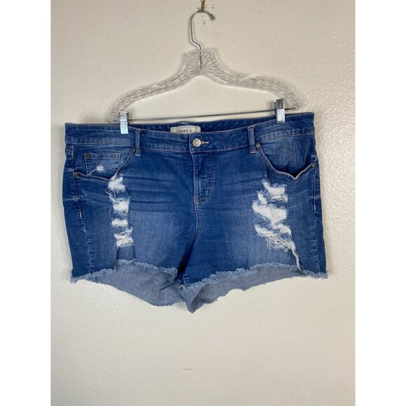 Torrid Women's Distressed Denim Jean Shorts Plus Size 22 Western Country - Picture 1 of 13